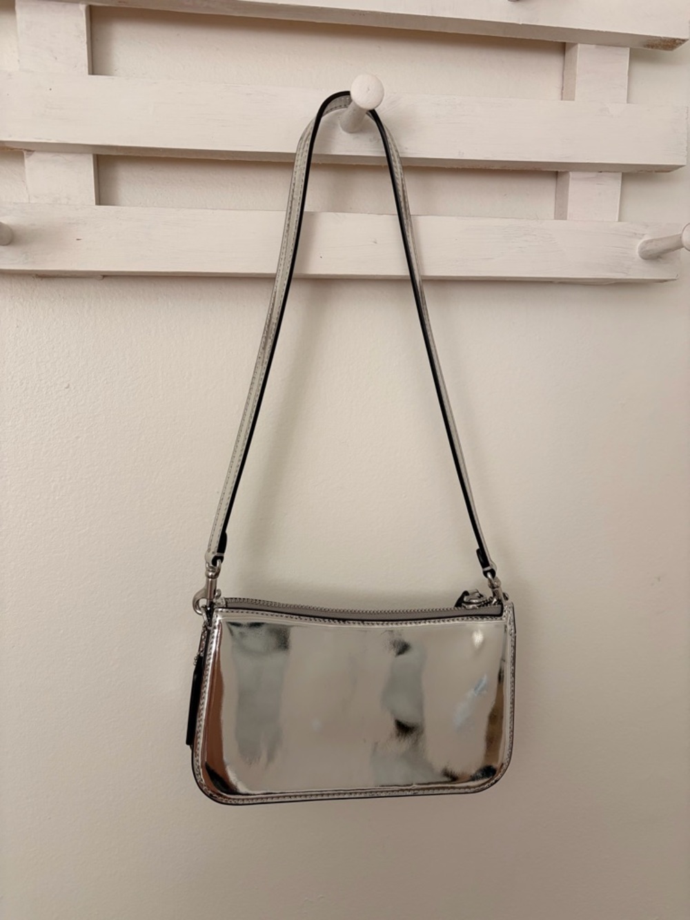 Coach Swinger Metallic Silver Shoulder Bag